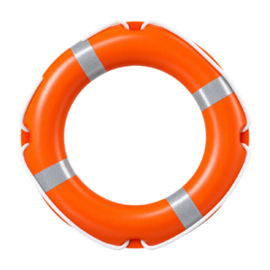 Colac de salvare pentru piscină 28″, portocaliu, cu patru benzi reflectorizante și frânghie de apucare